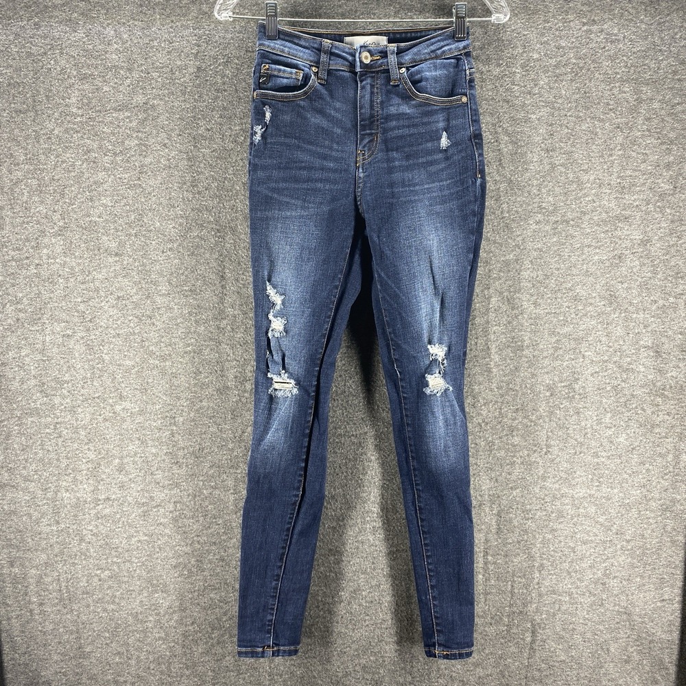 KanCan Skinny Jeans Womens Size 1/24 Dark Wash Distressed High Rise